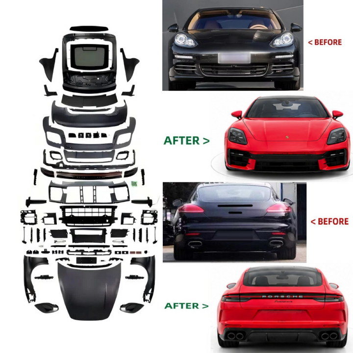Car Craft Compatible With Porsche Panamera 2009-2016 970 Car Upgrade Facelift Upgrade Convert To 976 Gts 2025 Bodykit Bumper Headlight Taillight Trunk Hood Fender Glass Gts Style