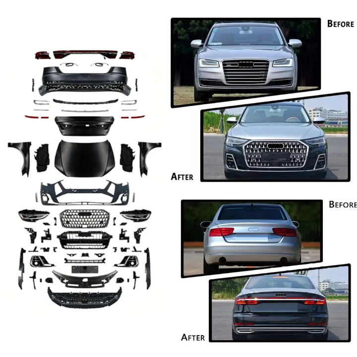 Car Craft Compatible With Audi A8 D4 2010-2017 To 2018+ Horch D5pa Upgrade Facelift Matrix Conversion Bodykit Bumper Hood Trunk Headlight Taillight CC-6318