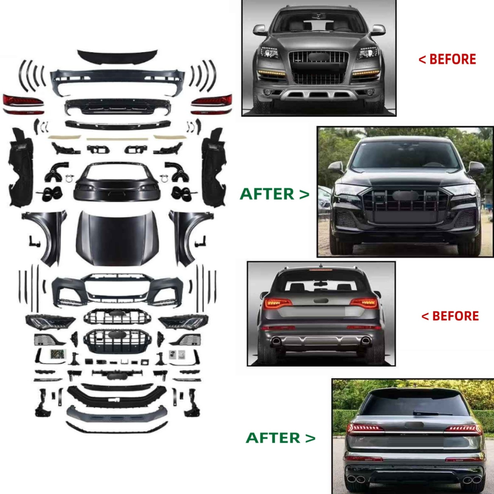 Car Craft Compatible With Audi Q7 2006-2015 To Sq7 2023 S Line Upgrade Facelift Conversion Bodykit Bumper Hood Headlight Taillight CC-6374