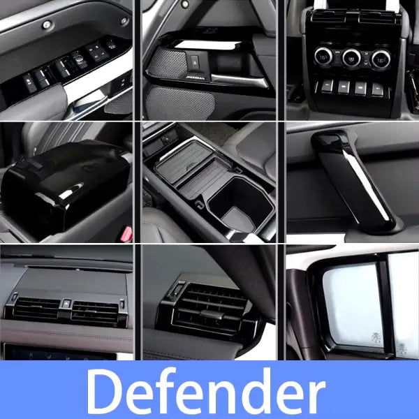 20-24 Models of for Land Rover Defender, with a Center Console, Gear Shift Frame, Air Conditioning, Air Outlet, and Shiny Black