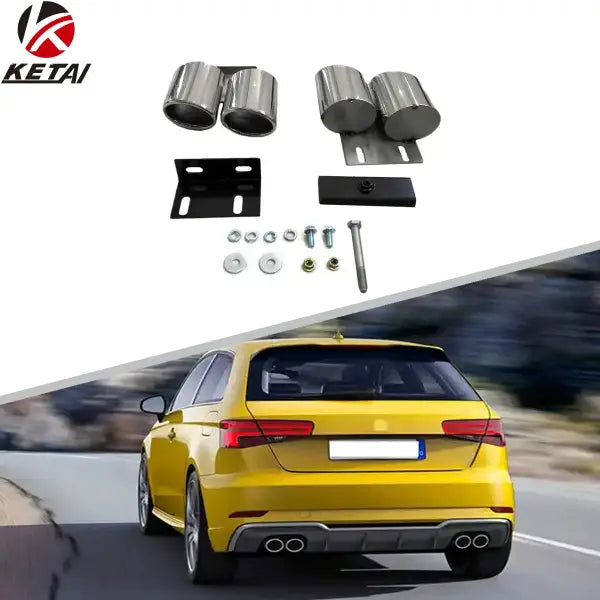 2013-2020 Stainless Steel S3 Style Car Rear Bumper Tail Pipe Downpipe for AUDI A3