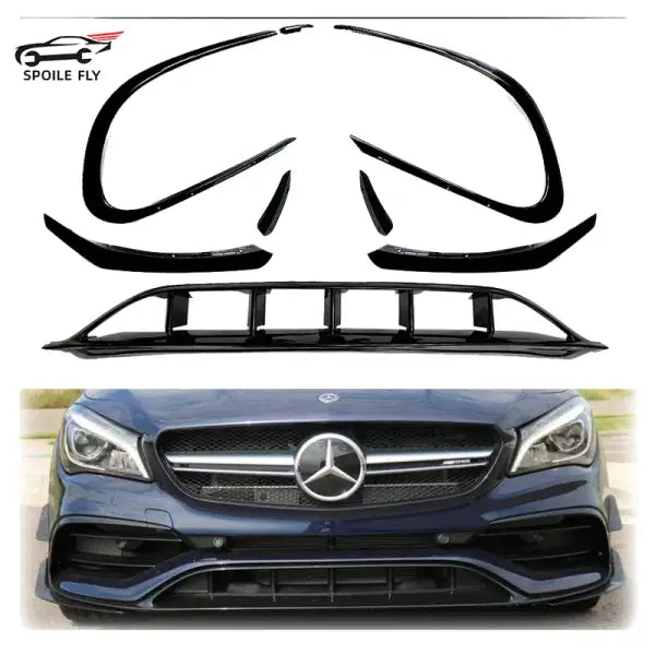 2015 to 2018 for Mercedes Benz CLA C117 X117 CLA200 220 250 260 AMG Front Bumper Lip Spoiler Splitter Air Vent Fog Lamp Grille