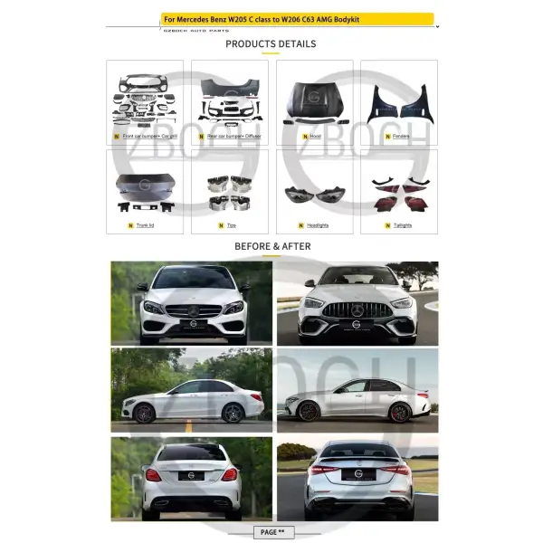 2015 - 2021 C CLASS Bodykit W205 Body Kit for C - Class