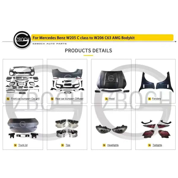 2015 - 2021 C CLASS Bodykit W205 Body Kit for C - Class