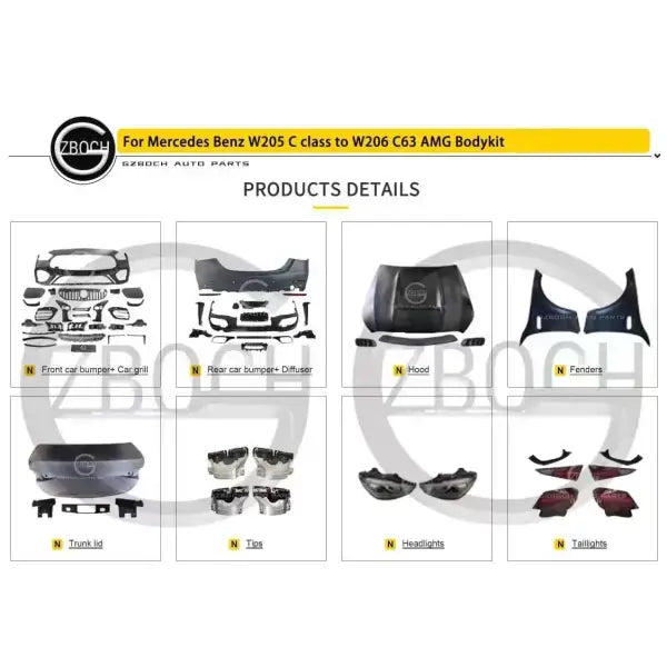 2015 - 2021 C CLASS Bodykit W205 Body Kit for C - Class