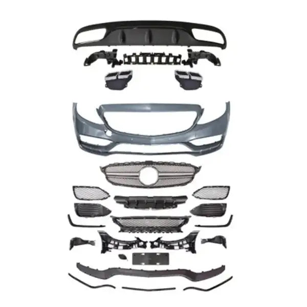 2015 C63 Style Car Front Lip Grille Front Bumper Body Kit for BENZ W205 C205 AMG Couple Line 2015-2023