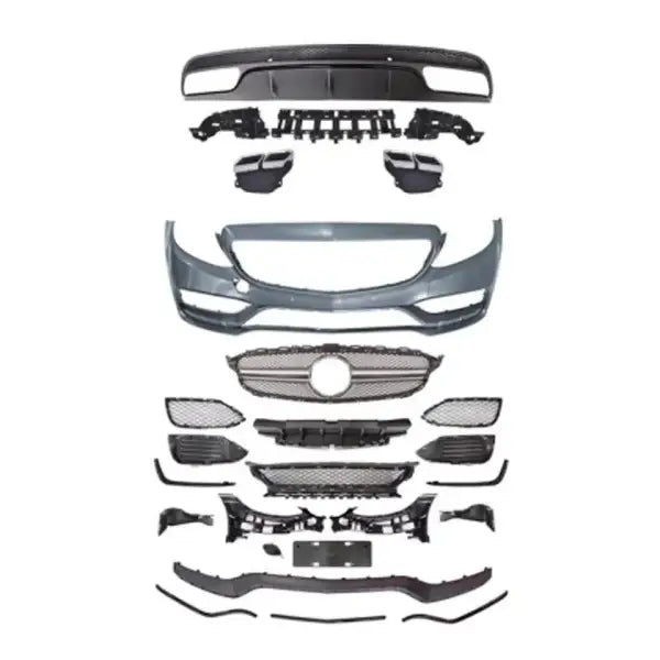 2015 C63 Style Car Front Lip Grille Front Bumper Body Kit for BENZ W205 C205 AMG Line 2015-2023