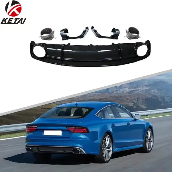 2016-2018 Normal RS7 Style Car Bumper Body Accessories Rear Diffuser with Tail Pipe for AUDI A7