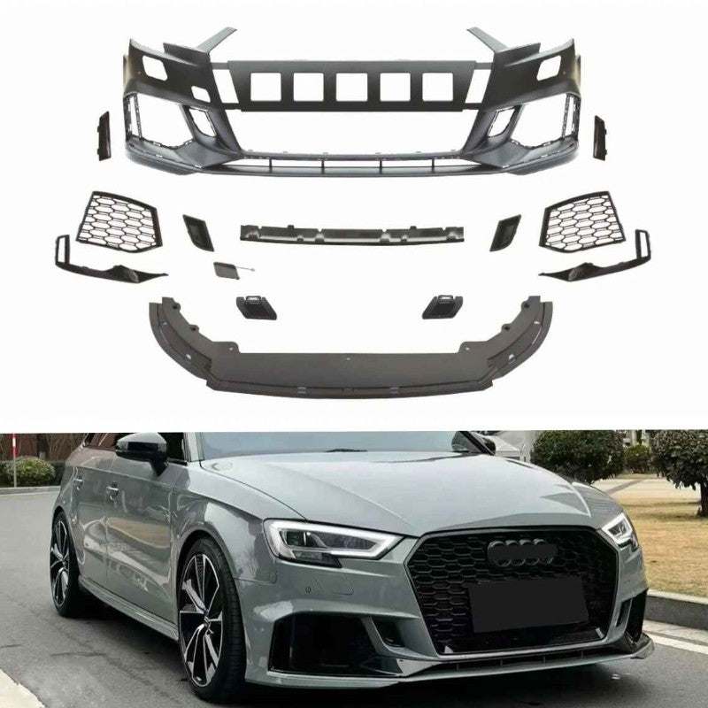 Car Craft Compatible With Audi A3 2017-2020 Upgrade Convert To Rs3 S3 Sport Bumper Front Bodykit Mesh Gc A3-013 - CAR CRAFT INDIA