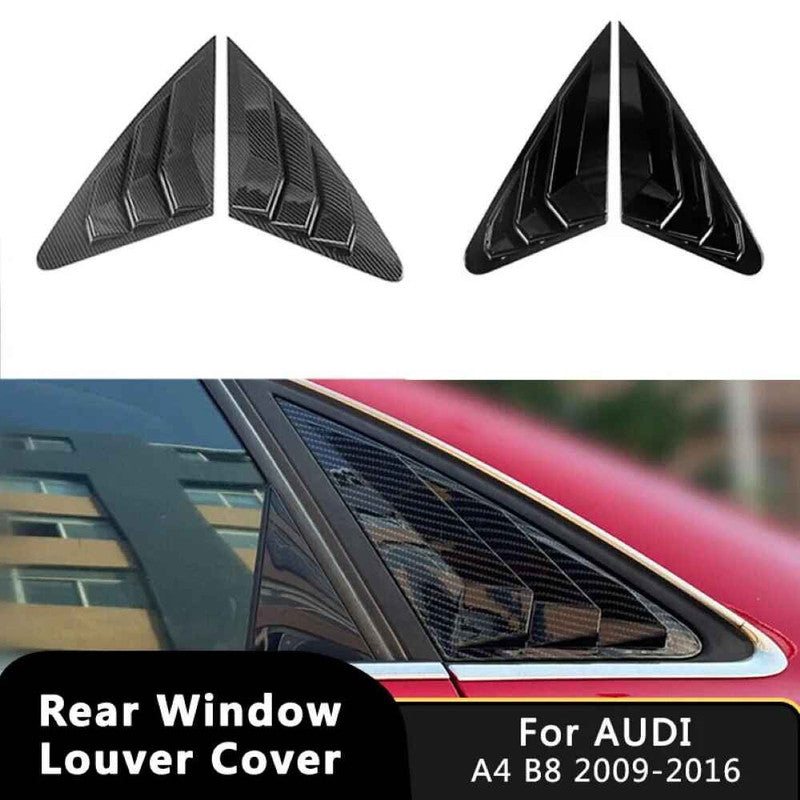 Car Craft Compatible With Audi A4 B8 Sedan 2009-2016 Car Rear Window Shutter Cover Louver Side Vent Trim Triangle Glossy Black