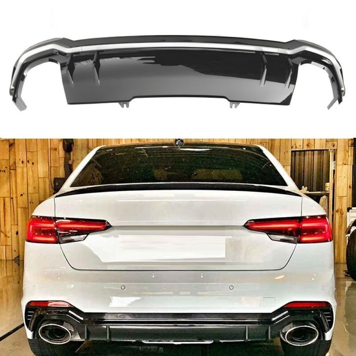 Car Craft Compatible With Audi A4 B9 2017-2020 Upgraded Facelift Convert To Rs4 S4 Sport Bodykit Rear After Bumper Lip Diffuser Skirt Trim Splitter Silver A4-025 Gc Df Sl