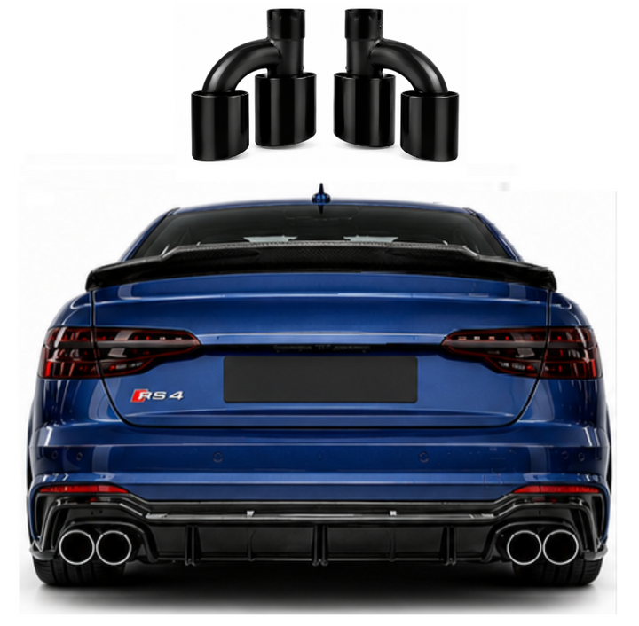 Car Craft Compatible With Audi A4 B9 2017-2020 Upgraded Facelift Convert To Rs4 S4 Sport Bodykit Rear Bumper Exhaust Pipe Tip Black 00 00 A4-027 Gc