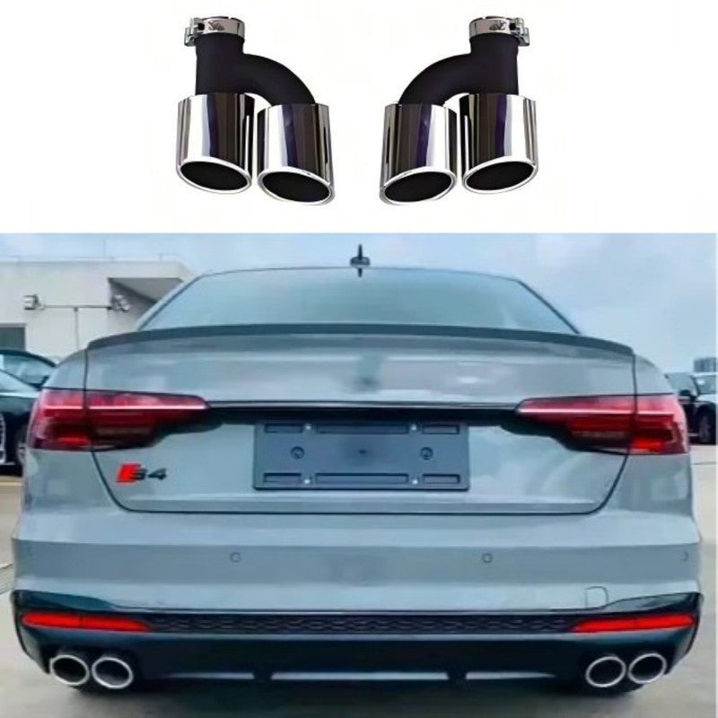Car Craft Compatible With Audi A4 B9.5 2021+ Upgraded Facelift Convert To S4 Sport Bodykit Rear After Bumper Exhaust Pipe Tips A4-047 Gc Silver CC-10844
