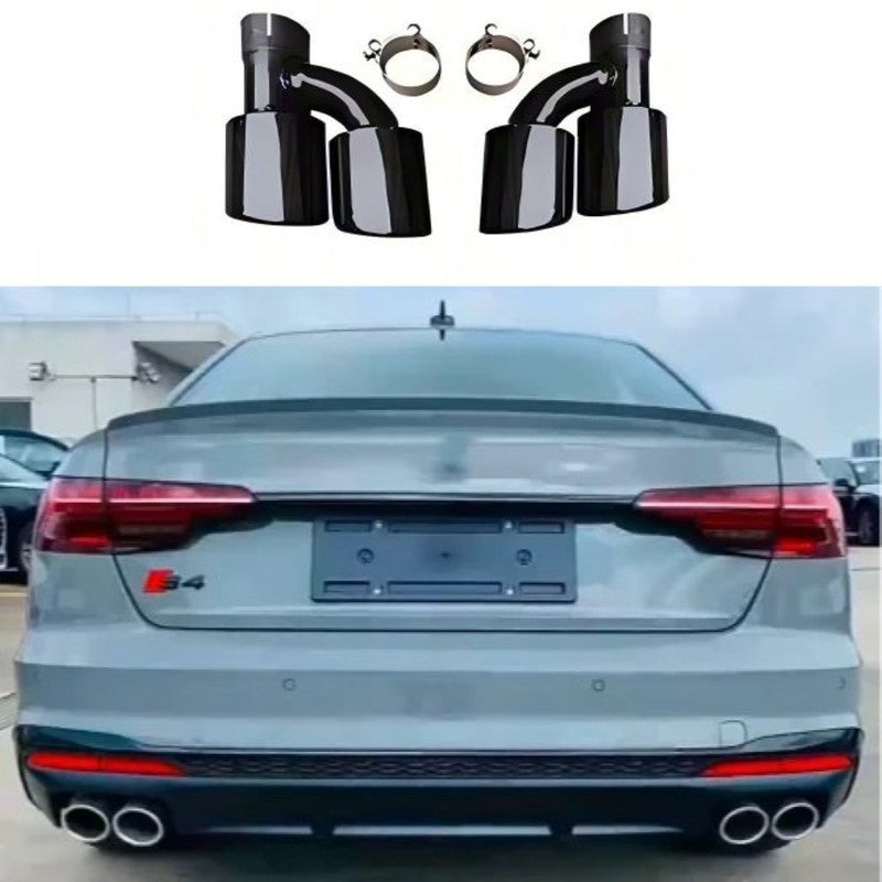 Car Craft Compatible With Audi A4 B9.5 2021+ Upgraded Facelift Convert To S4 Sport Bodykit Rear After Bumper Exhaust Pipe Tips A4-048 Gc Black CC-10845