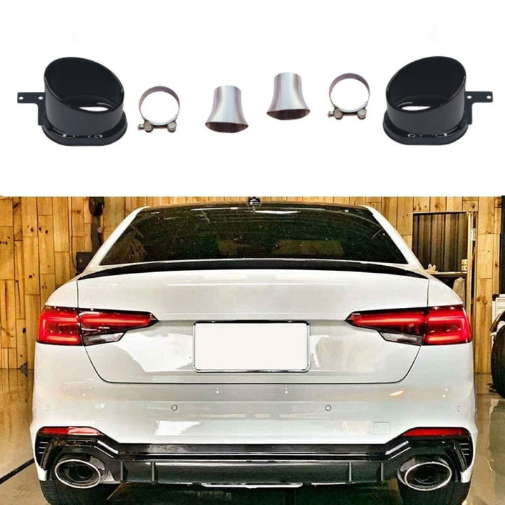 Car Craft Compatible With Audi A4 B9 2017-2020 Upgraded Facelift Convert To Rs4 S4 Sport Bodykit Rear Bumper Exhaust Pipe Tip 0 0 Black A4-026 Gc Ex Black
