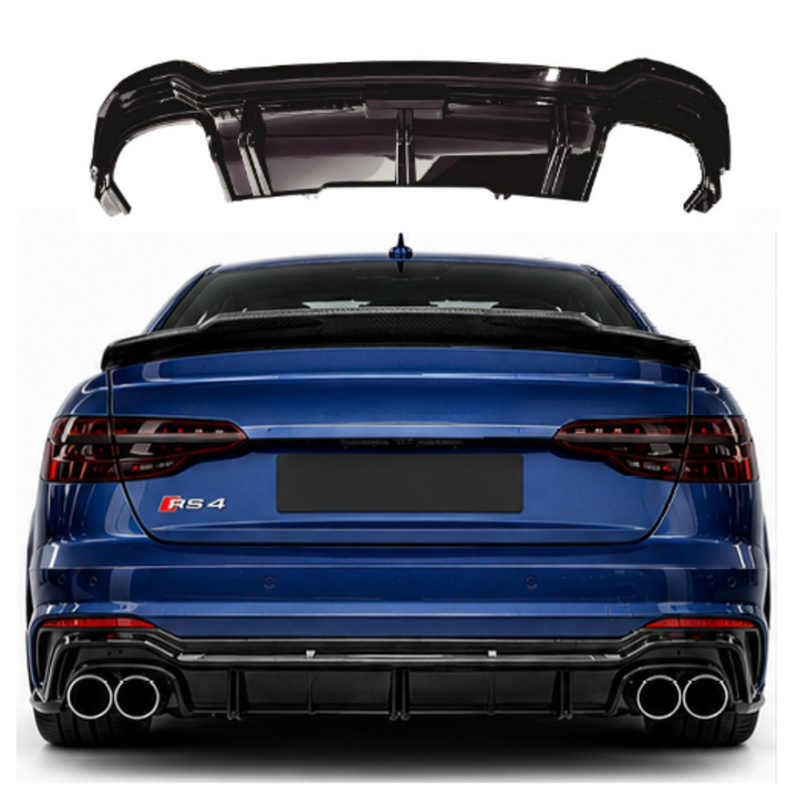 Car Craft Compatible With Audi A4 B9 2017-2020 Upgraded Facelift Convert To Rs4 S4 Sport Bodykit Rear After Bumper Lip Diffuser Skirt Trim Splitter 2 Black A4-027 Gc Df 2