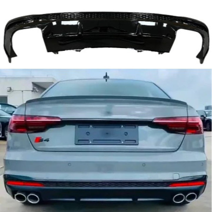 Car Craft Compatible With Audi A4 B9.5 2021+ Upgraded Facelift Convert To S4 Sport Bodykit Rear After Bumper Lip Diffuser Skirt Splitter A4-043 Gc Glossy Black