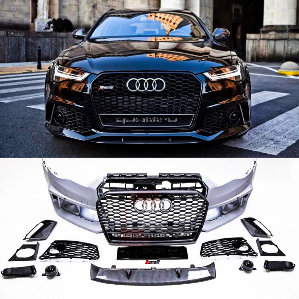 Car Craft Compatible With Audi A6 2016-2018 Upgrade Facelift Convert To Rs6 Bodykit Bumper Grill Fog Gril Trim Skirt Rsu