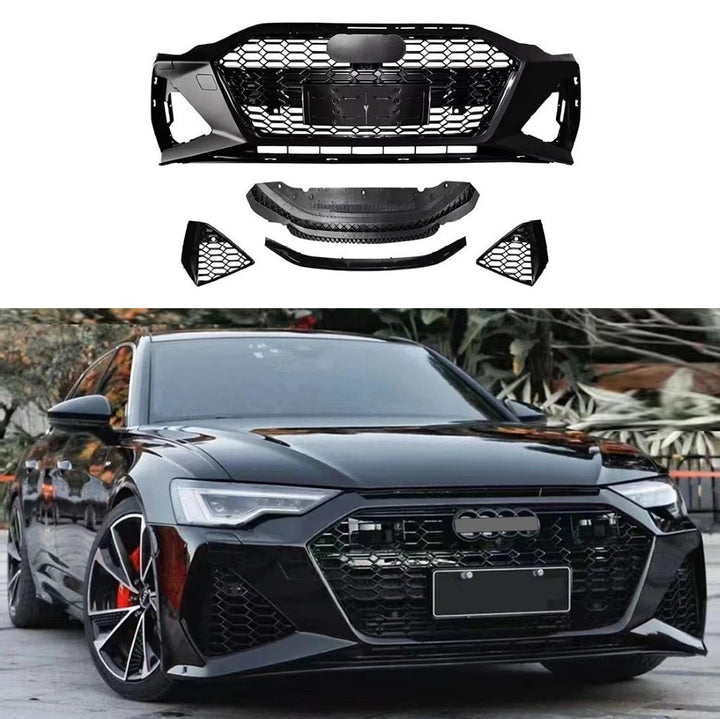 Car Craft Compatible With Audi A6 C8 2019-2024 Upgrade Facelift Convert To Rs6 Bodykit Front Bumper Grill Fog Gril Trim Skirt Rsu