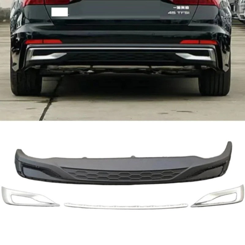 Car Craft Compatible With Audi A6 S6 Rs6 C8 2019-2023 Rear Rs6 Sport Bumper Upgraded Diffuser After Lip Skirst Trim Cover Silver Chrome - CAR CRAFT INDIA