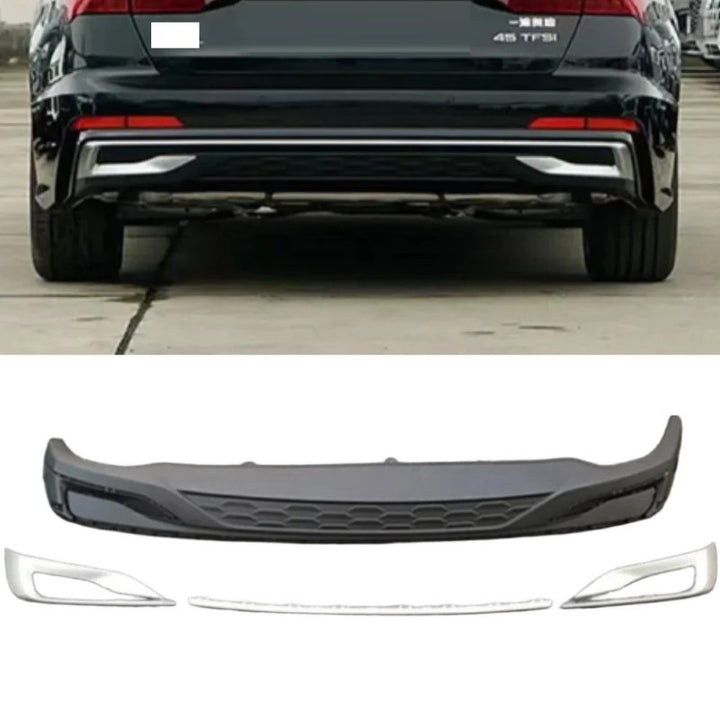 Car Craft Compatible With Audi A6 S6 Rs6 C8 2019-2023 Rear Rs6 Sport Bumper Upgraded Diffuser After Lip Skirst Trim Cover Silver Chrome - CAR CRAFT INDIA