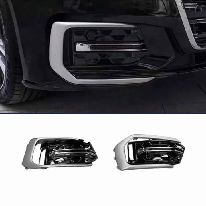 Car Craft Compatible With Audi A6 S6 Rs6 C8 2019-2023 Front Rs6 Sport Bumper Upgraded Fog Lamp Light Gril Cover Mesh Trim Silver Chorme - CAR CRAFT INDIA