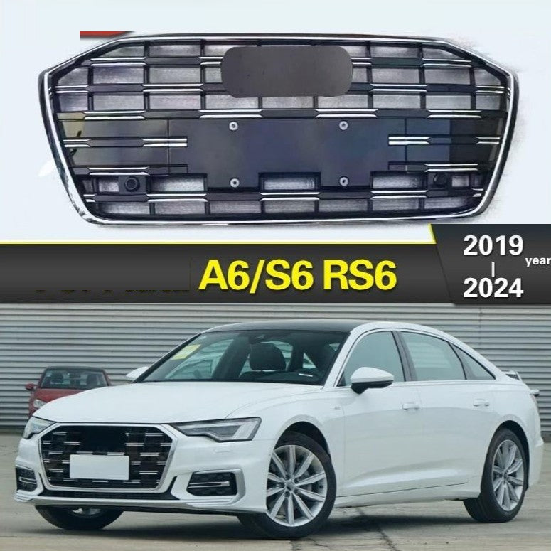 Car Craft Compatible With Audi A6 S6 Rs6 C8 2019-2023 Front Rs6 Sport Bumper Upgraded Show Grill Mesh Rsu Silver Chrome Outer And Trim - CAR CRAFT INDIA
