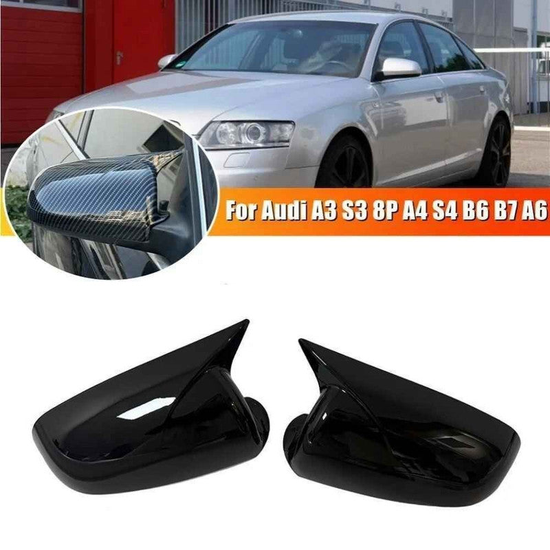 Car Craft Compatible With Audi A3 S3 8p 2005-2008 A4 S4 B7 2002-2009 B6 A6 C6 2005-2009 Side Rear View Case Wing Cap Shell Housing Mirror Covers 3m Tape Pasting Style Glossy Black CC-11508 - CAR CRAFT INDIA