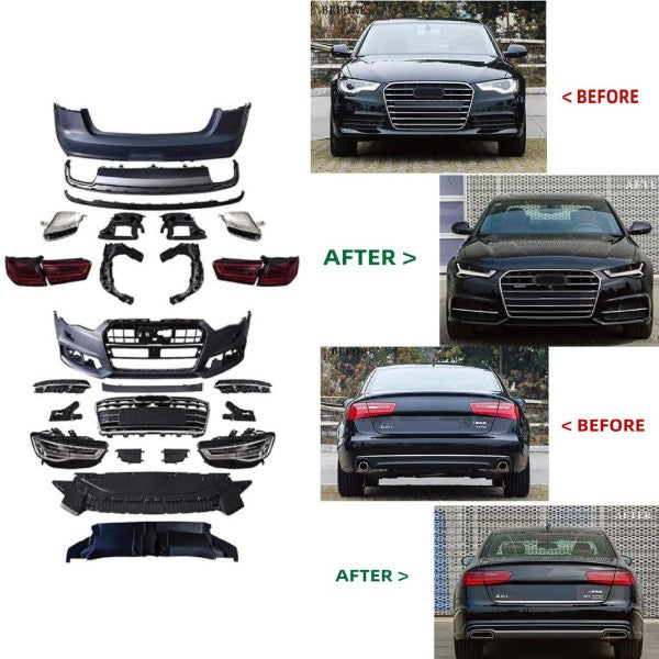 Car Craft Compatible With Audi A6 C7 2010-2015 To 2016 C7pa Upgrade Facelift Matrix Conversion Bodykit Bumper Headlight Taillight CC-6316 - CAR CRAFT INDIA