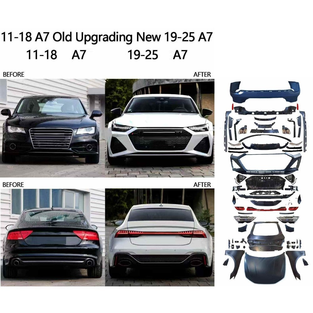 Car Craft Compatible With Audi A7 2011-2018 To 2019-2025 Upgrade Facelift Conversion Hood Fender Bodykit Bumper Headlight Taillight CC-7952 - CAR CRAFT INDIA