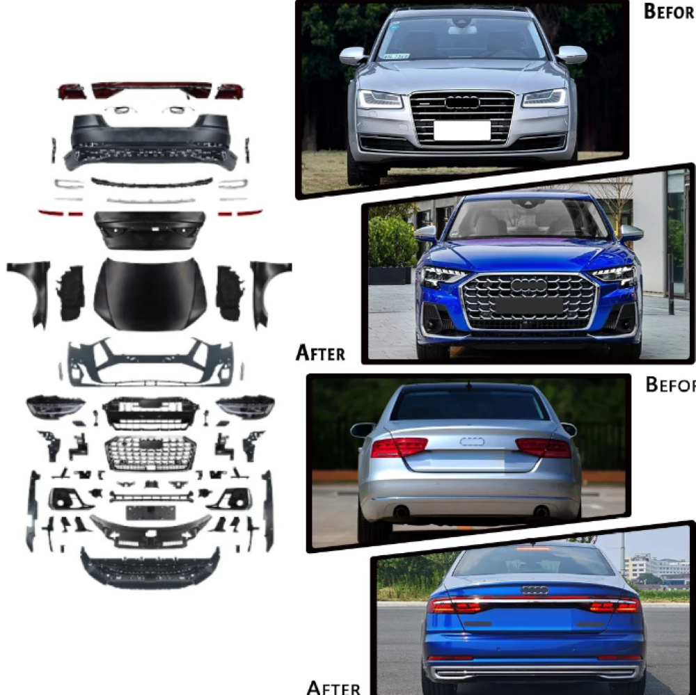 Car Craft Compatible With Audi A8 D4 2010-2017 To 2018+ S8 D5pa Upgrade Facelift Matrix Conversion Bodykit Bumper Hood Trunk Headlight Taillight CC-6317