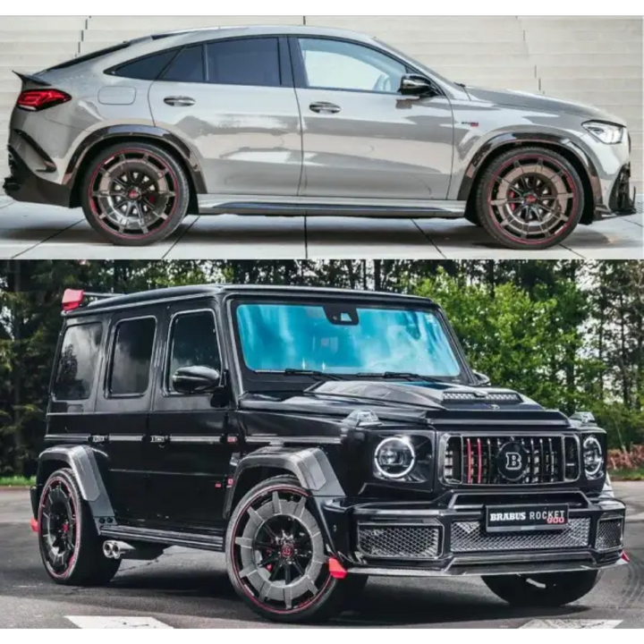 Car Craft Compatible With Mercedes G Class Glc Gle Gls G Wagon W464 W463 W465 W254 X254 W166 X166 W167 X167 Forged Alloy Wheel Macwheel Rim Brabus Bbs Style Front 22x10.5 Rear 22x11.5 Et Front 50 Rear 47 Pcd 5/112 Cb 66.6 22 Inch Real Dry Carbon Fiber
