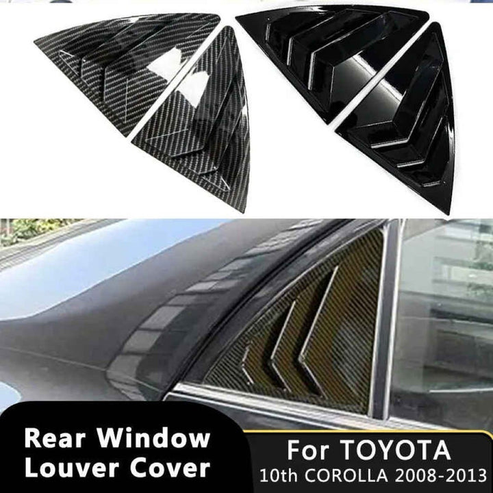 Car Craft Compatible With Toyota Corolla Altis 2008-2013 Car Rear Window Shutter Cover Louver Side Vent Trim Triangle Carbon Fiber Look