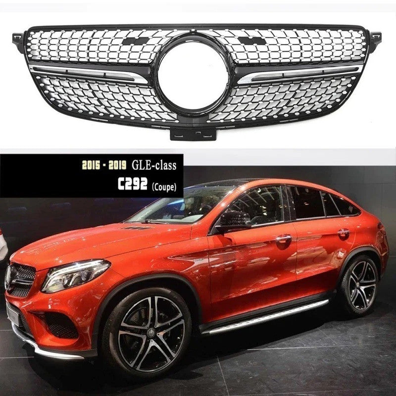 Car Craft Compatible With MERCEDES BENZ GLE COUPE W166 X166 C292 W292 2015-2019 FRONT AMG BUMPER SHOW GRILL  DIAMOND BLACK - CAR CRAFT INDIA