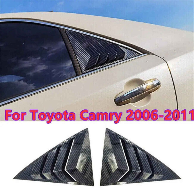Car Craft Compatible With Toyota Camry 2006-2011 Car Rear Window Shutter Cover Louver Side Vent Trim Triangle Carbon Fiber Look