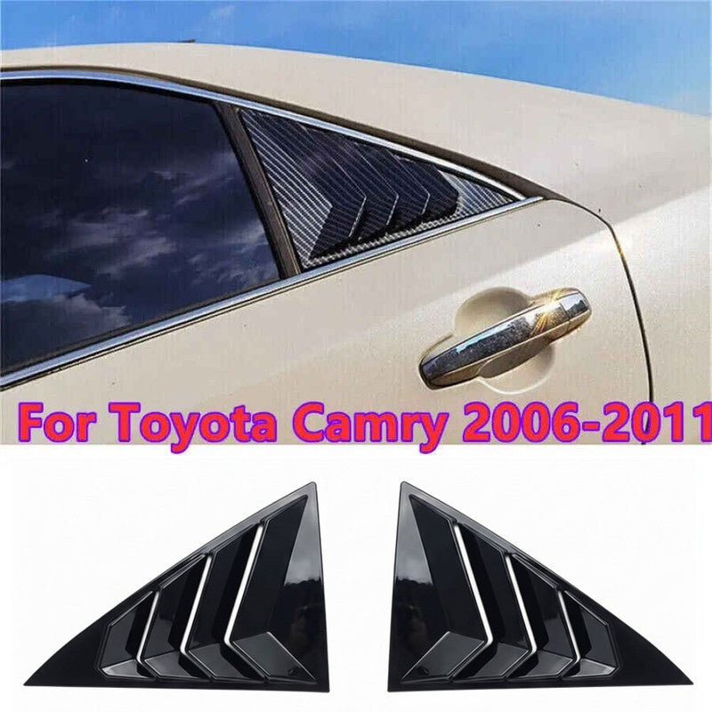 Car Craft Compatible With Toyota Camry 2006-2011 Car Rear Window Shutter Cover Louver Side Vent Trim Triangle Glossy Black