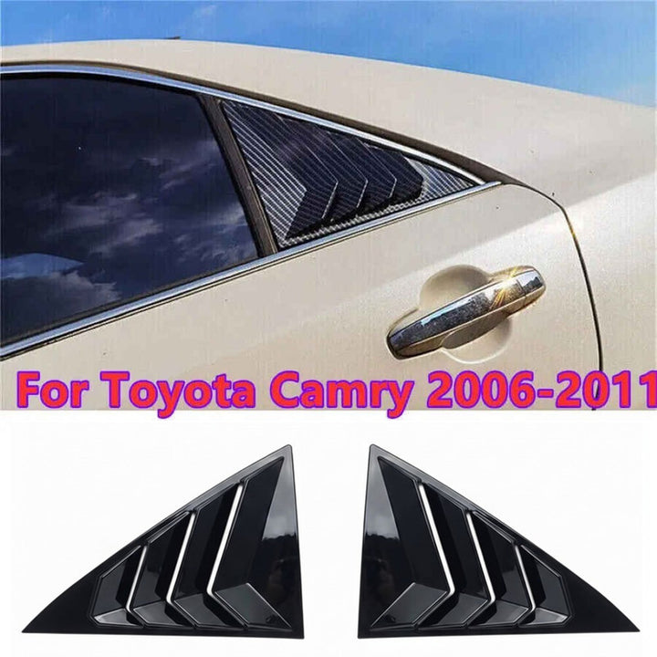 Car Craft Compatible With Toyota Camry 2006-2011 Car Rear Window Shutter Cover Louver Side Vent Trim Triangle Glossy Black