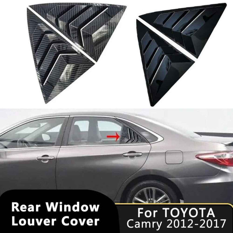 Car Craft Compatible With Toyota Camry 2012-2017 Car Rear Window Shutter Cover Louver Side Vent Trim Triangle Glossy Black