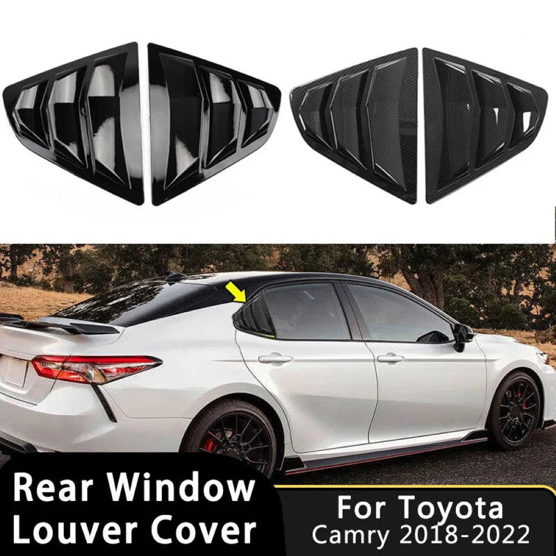 Car Craft Compatible With Toyota Camry 2018-2023 Car Rear Window Shutter Cover Louver Side Vent Trim Triangle Glossy Black