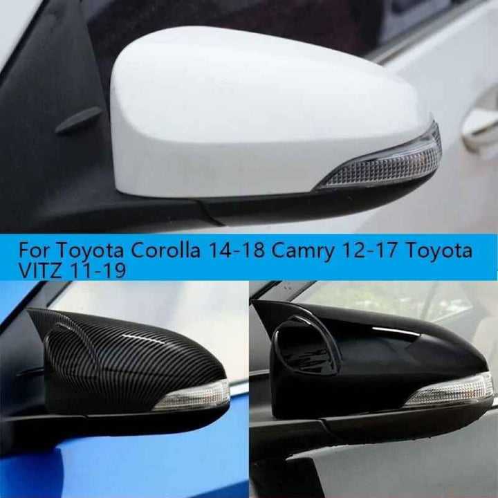 Car Craft Compatible With Toyota Corolla Altis 2014-2017 Camry 2012-2017 Toyota Vitz 11-19 Side Rear View Case Wing Cap Shell Housing Mirror Covers 3m Tape Pasting Style Carbon Fiber Look CC-11523