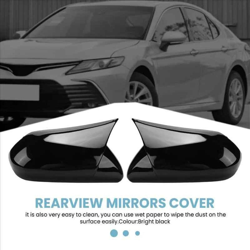 Car Craft Compatible With Toyota Camry 2018‑2025 Le Se Xle Xse Side Rear View Case Wing Cap Shell Housing Mirror Covers 3m Tape Pasting Style Glossy Black Model A CC-11524