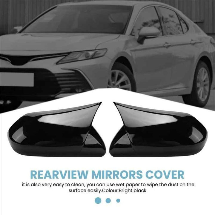 Car Craft Compatible With Toyota Camry 2018‑2025 Le Se Xle Xse Side Rear View Case Wing Cap Shell Housing Mirror Covers 3m Tape Pasting Style Glossy Black Model A CC-11524