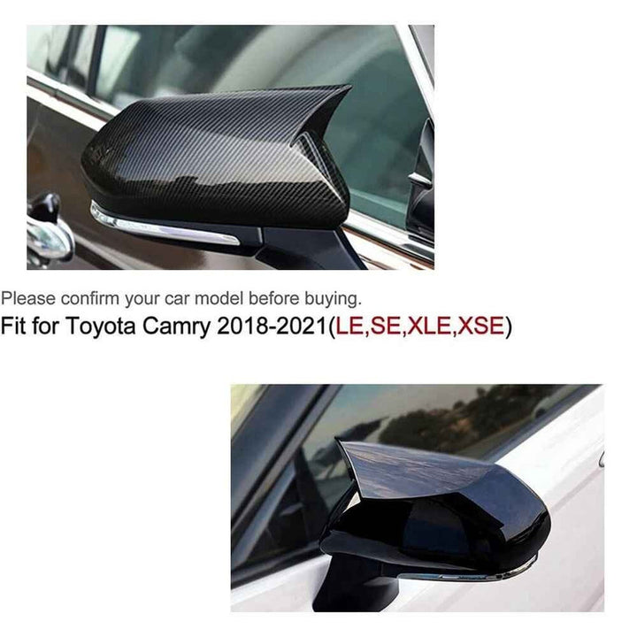Car Craft Compatible With Toyota Camry 2018‑2025 Le Se Xle Xse Side Rear View Case Wing Cap Shell Housing Mirror Covers 3m Tape Pasting Style Glossy Black Model A CC-11524
