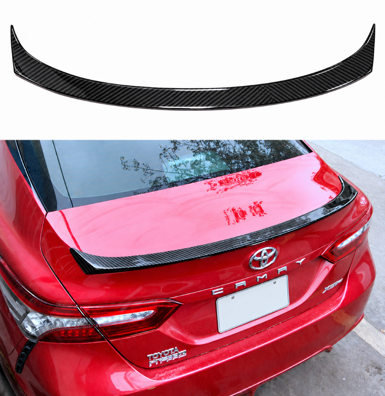 Car Craft Compatible With Toyota Camry 2018-2022 Rear Trunk Wing Boot Lip Wing Roof Spoiler Oem Style Carbon Fiber Look