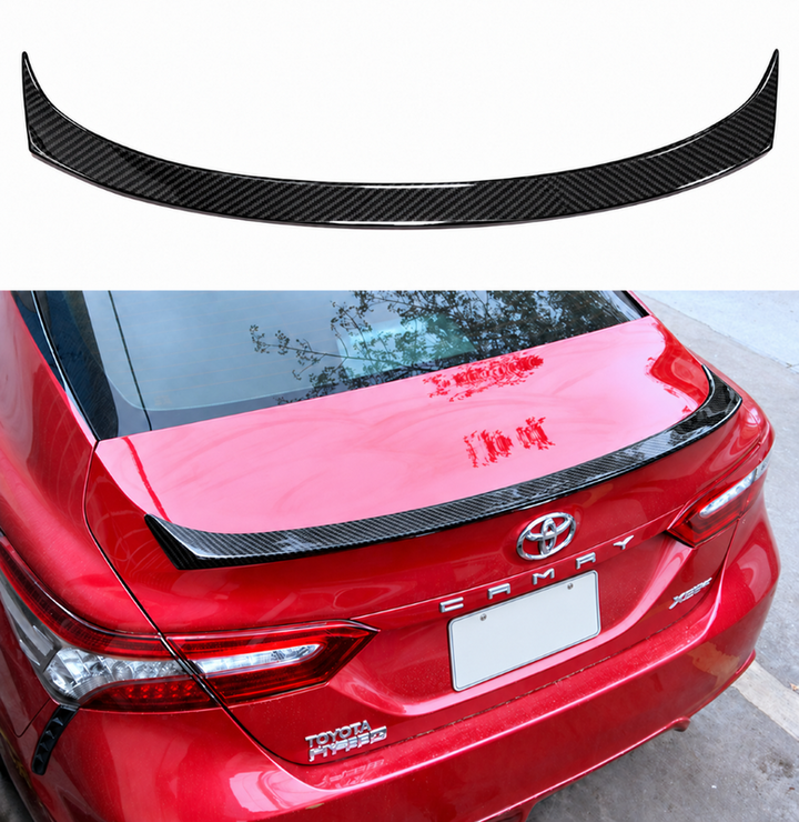 Car Craft Compatible With Toyota Camry 2018-2022 Rear Trunk Wing Boot Lip Wing Roof Spoiler Oem Style Carbon Fiber Look