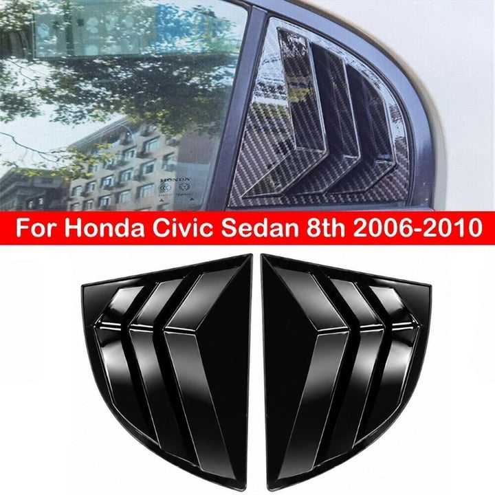 Car Craft Compatible With Honda Civic Sedan 8th 2006-2011 Car Rear Window Shutter Cover Louver Side Vent Trim Triangle Carbon Fiber Look