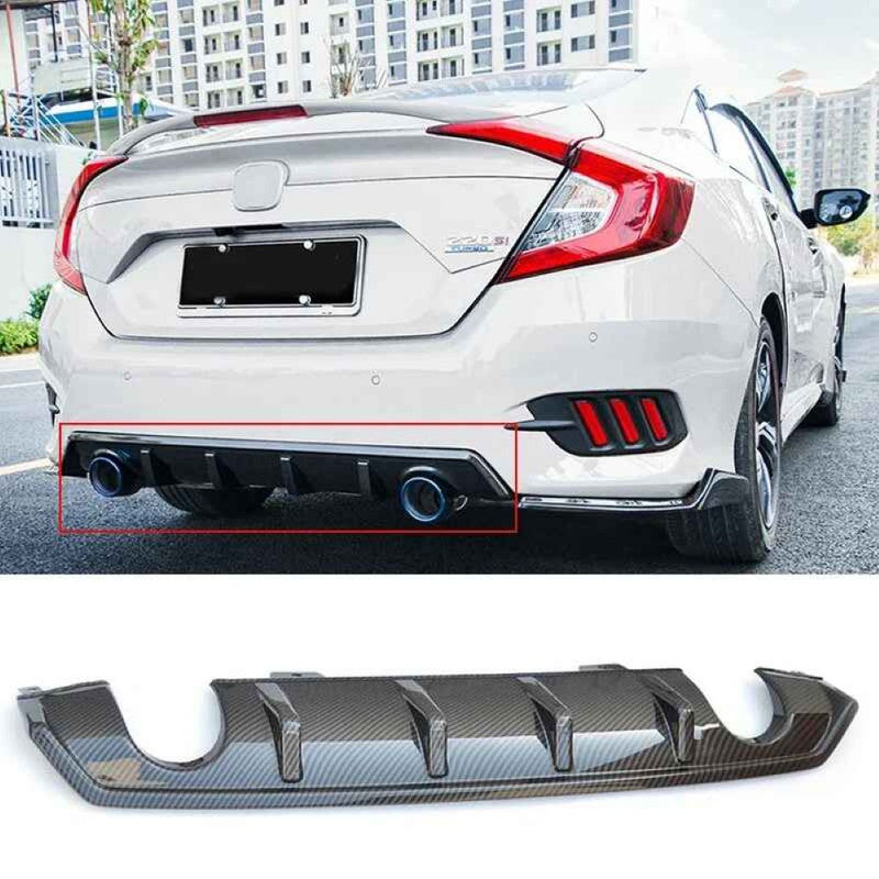 Car Craft Compatible With Honda Civic 2016-20219 Rear After Bumper Lip Diffuser Skirt Splitter Trim Carbon Fiber Look Model A