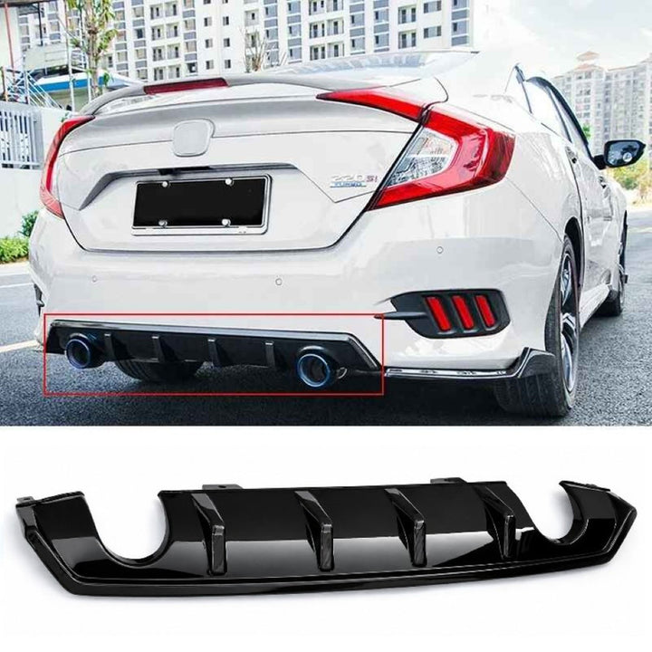 Car Craft Compatible With Honda Civic 2016-20219 Rear After Bumper Lip Diffuser Skirt Splitter Trim Black Model A