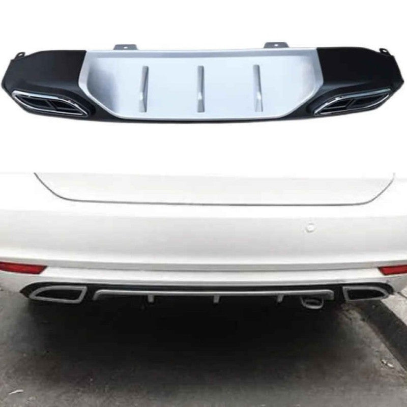 Car Craft Compatible With Honda Civic 2016-20219 Rear After Bumper Lip Diffuser Skirt Splitter Trim Black Silver Model E
