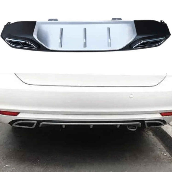 Car Craft Compatible With Honda Civic 2016-20219 Rear After Bumper Lip Diffuser Skirt Splitter Trim Black Silver Model E